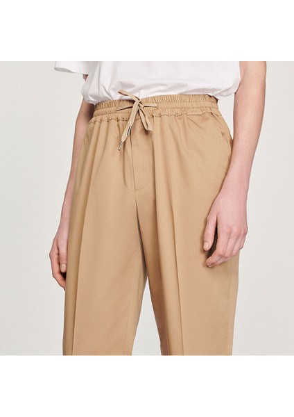 Camel Elastik Düz Paça Pantolon