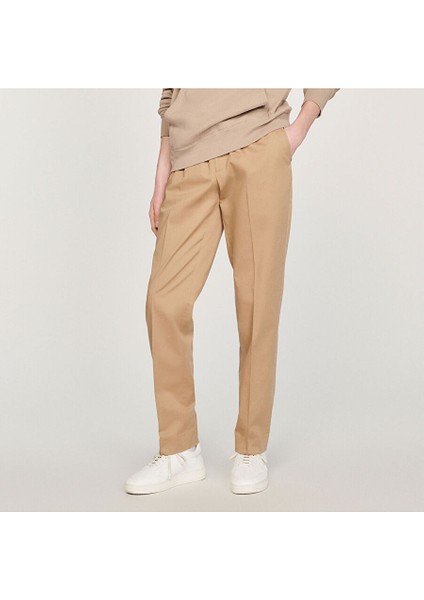 Camel Elastik Düz Paça Pantolon