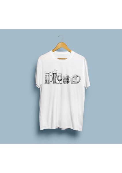 Oversize Bardakları Tasarım Unisex T-Shirt