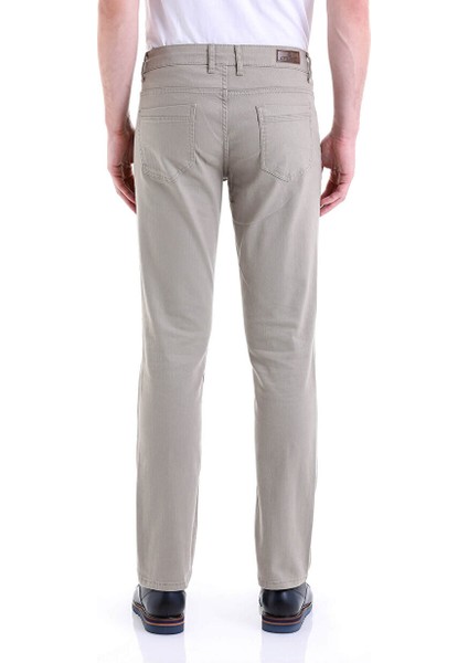 Bej Regular Fit Düz Pamuklu 5 Cep Kot Pantolon