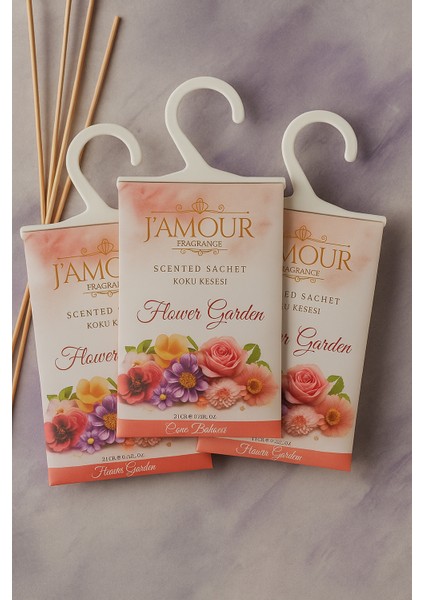 Flower Garden (Çiçek Bahçesi) Askılı Dolap ve Çekmece Kokusu 3'lü Paket