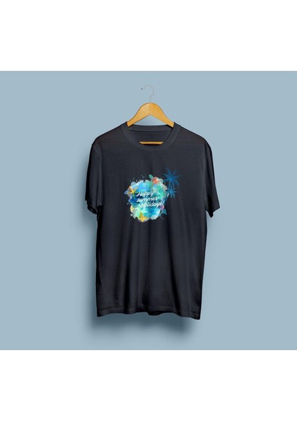 Oversize Happy Summer Holiday Tasarım Unisex T-Shirt