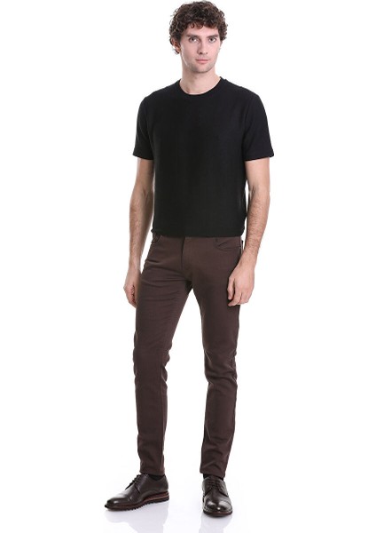 Kahverengi Slim Fit Düz Pamuklu 5 Cep Kanvas Pantolon fiyatları