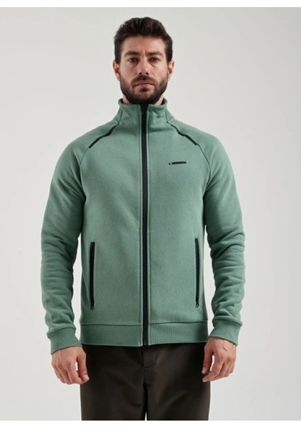 Erkek Yeşil Tam Fermuarlı Sweatshirt 2419002