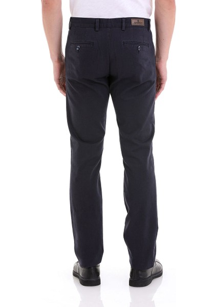 Lacivert Regular Fit Düz Yandan Cepli Basic Kanvas Pantolon