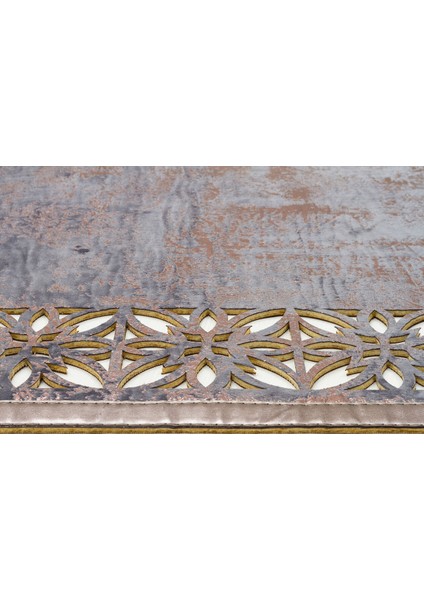 BNC 03 MARINE BRONZE - BIANCA - Klasik Ve Modern İşleme ve Oymaya Sahip Parlak Bordürlü Suni Deri Halı - MARINE BRO - 80*150