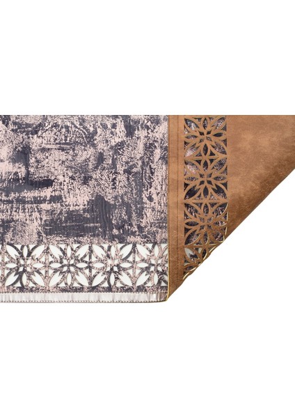 BNC 03 MARINE BRONZE - BIANCA - Klasik Ve Modern İşleme ve Oymaya Sahip Parlak Bordürlü Suni Deri Halı - MARINE BRO - 80*150