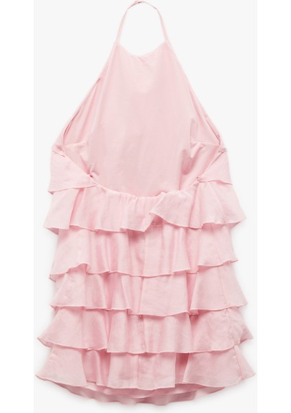 Kat Kat Ince Askılı Halter Yaka Fırfırlı Mini Elbise fiyatları