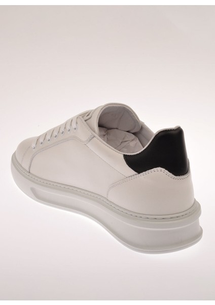 Beyaz-Siyah Erkek Deri Sneaker 25730 fırsatları