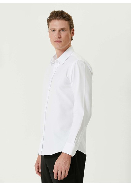 Beyaz Erkek Gömlek Slim Fit Diyagonal Gömlek 1092977 fırsatları