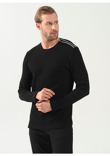 Bisiklet Yaka Siyah Erkek Sweatshırt 1083887