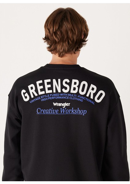 Bisiklet Yaka Siyah Erkek Sweatshırt W232243001 Oversize Sweatshirt modelleri