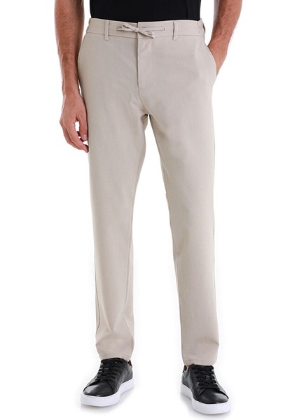 Bej Dinamik Fit Yandan Cepli Jogger Pantolon