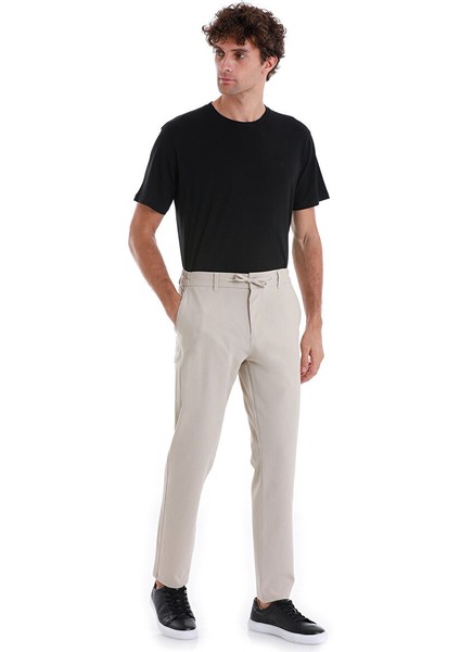 Bej Dinamik Fit Yandan Cepli Jogger Pantolon