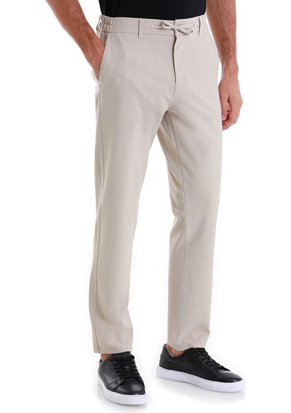 Bej Dinamik Fit Yandan Cepli Jogger Pantolon
