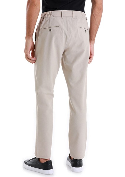 Bej Dinamik Fit Yandan Cepli Jogger Pantolon