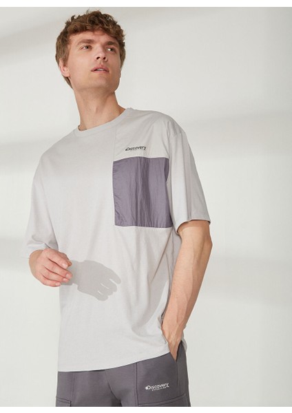 Bisiklet Yaka Düz Gri Erkek T-Shirt Ola