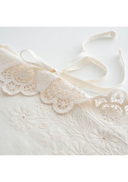 Amanda Çift Kişilik Nevresim Takımı Organik Pamuk Keten Dantelli Krem 200X220 cm fırsatları