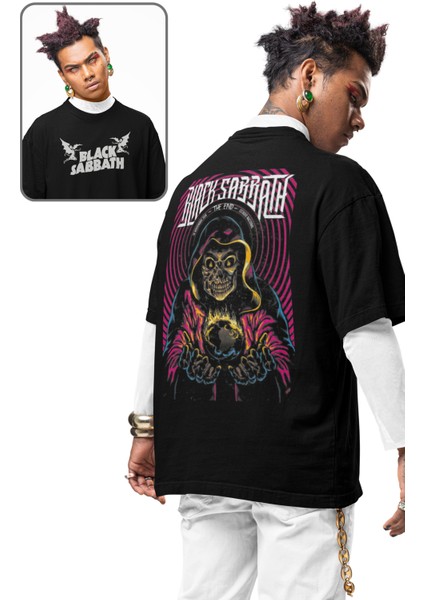 Black Sabbath Sırt Baskılı T-Shirt, Unisex Rock Metal Temalı Tişört