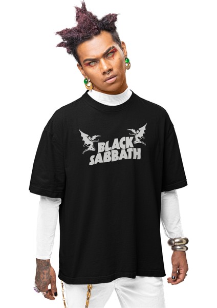 Black Sabbath Sırt Baskılı T-Shirt, Unisex Rock Metal Temalı Tişört fiyatları