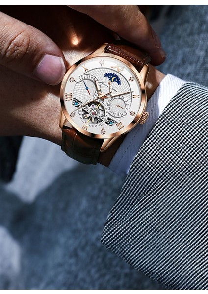 KS4009 Luxury Gold Tourbillon Mekanik Otomatik Erkek Kol Saati fırsatları