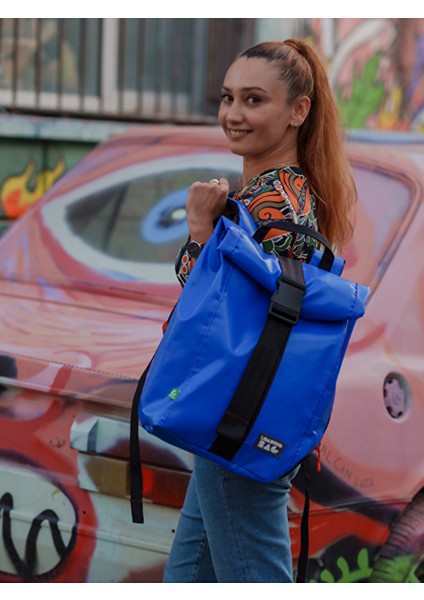 Blue Urban Rolltop Backpack Ileri Dönüşüm Kamyon Brandası Çanta