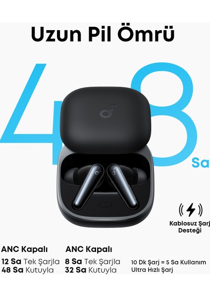 Soundcore Liberty 5 | Dolby Audio Gürültü Engelleyici Kulak Içi Kulaklıklar - Mürekkep Siyahı - A3957