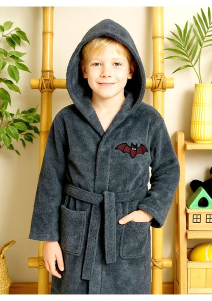 Kapşonlu Yumuşacık Bambu Unisex Kız-Erkek Çocuk Havlu Bornozu 8-10 Yaş Antrasit /YARASA fiyatları