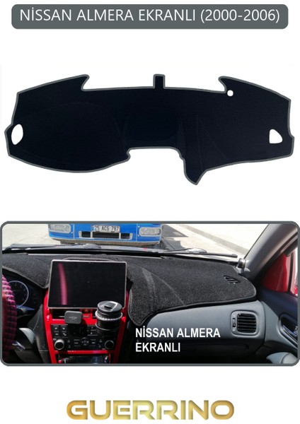 Nissan Almera Ekranlı 2000-2006TORPİDO Koruma Halısı Gri Kenar