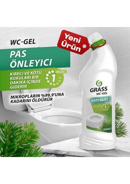 Wc- Gel Konsantre - Kireç & Sarı Leke Çözücü - Ekonomik Kullanım - Hoş Kokulu - 750 ml
