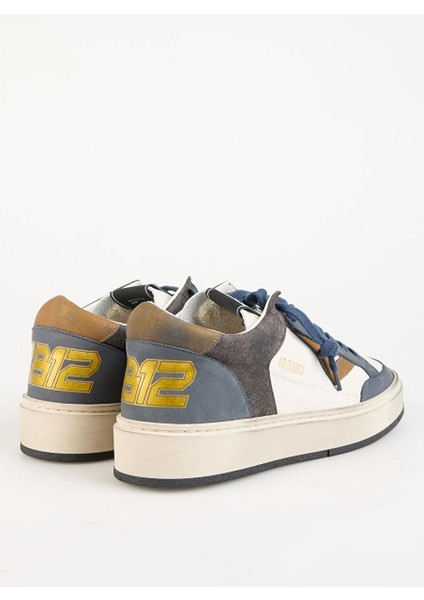 Beyaz-Mavi Erkek Deri Sneaker Kyle