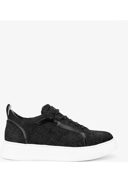 Siyah Erkek Deri Sneaker 698 1058-10 Erk Ayk Y24