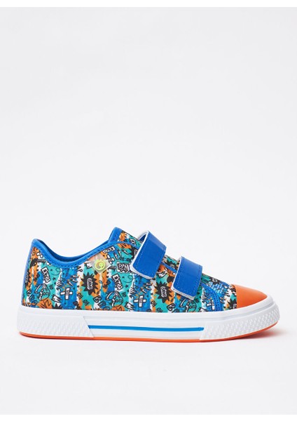 Mavi - Turuncu Erkek Çocuk Sneaker Lotus Prınt
