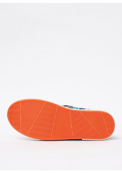 Mavi - Turuncu Erkek Çocuk Sneaker Lotus Prınt