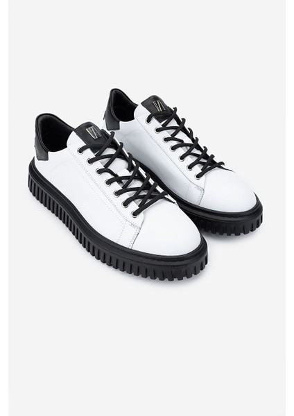 Beyaz-Siyah Erkek Deri Sneaker 352 21233 Erk Ayk SK24-25 fiyatları