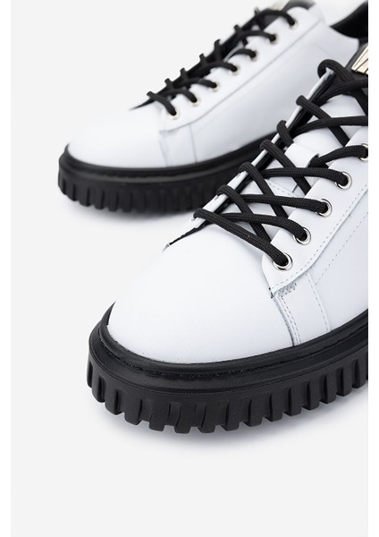 Beyaz-Siyah Erkek Deri Sneaker 352 21233 Erk Ayk SK24-25 modelleri