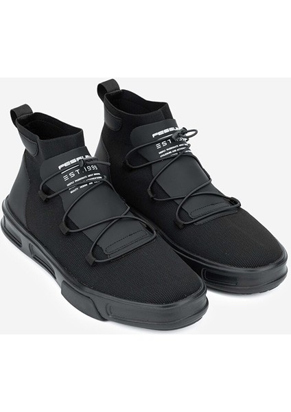 Fessura Erkek Deri & Tekstil Siyah Sneakers & Spor Bot