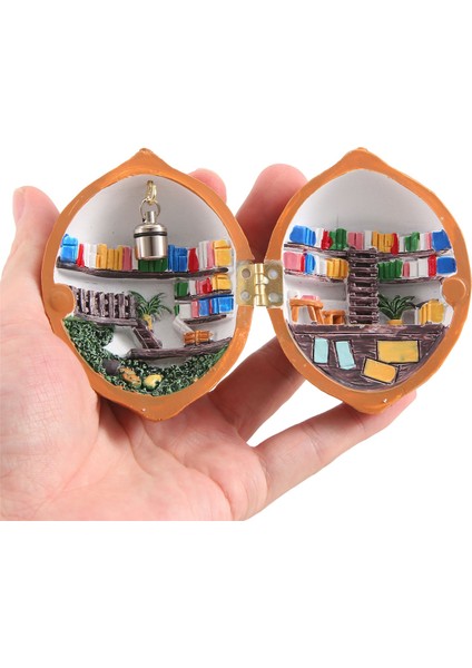 Ceviz Kabuğu Bebek Evi, Kütüphane, El Yapımı Bebek Evi, Reçine Fındık Gizli 3D Sahne, Reçine Minyatür, A (Yurt Dışından) indirimleri