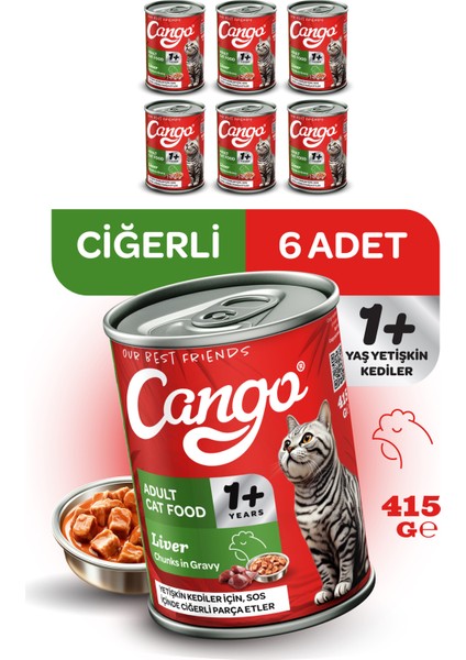 Yetişkin Yaş Kedi Maması Ciğerli 415GR 6lı
