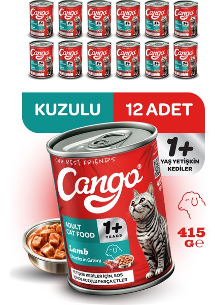 Yetişkin Yaş Kedi Maması Kuzu Etli 415GR 12LI