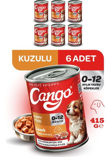 Yavru Yaş Köpek Maması Kuzu Etli 415GR 6lı