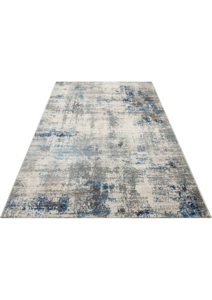 Lagos Lgs 09 Krem Mavi - Yıkanabilir Hav Vermez Modern Desenli Halı indirimleri