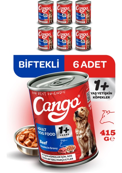 Yaş Yetişkin Köpek Maması Etli 415GR 6lı