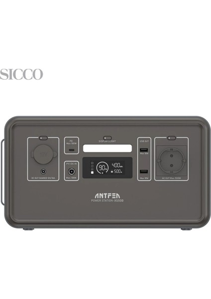 Sicco - Antfea XS500 500W Ac Çıkışlı (500WH) Taşınabilir Güç Istasyonu - Kamp, Karavan Vb. Yeşil