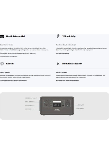Sicco - Antfea XS500 500W Ac Çıkışlı (500WH) Taşınabilir Güç Istasyonu - Kamp, Karavan Vb. Yeşil