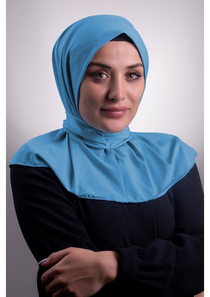 Bebe Mavisi Pratik Hazır Geçmeli Tesettür Eşarp Sandy Kumaş Arkadan Çıtçıtlı 2101_11