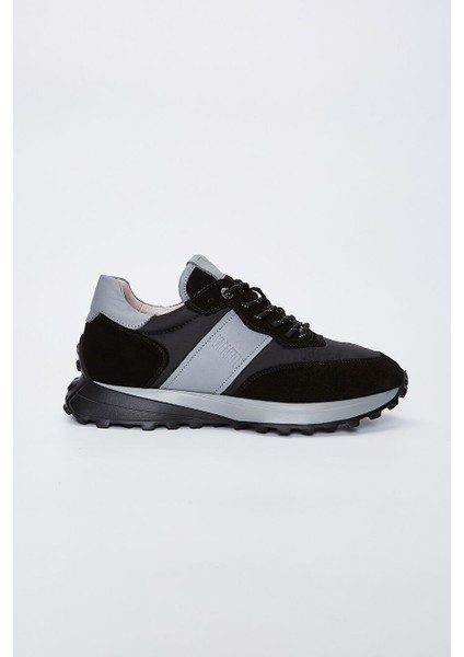 Agatho Erkek Siyahgri Hakiki Deri Sneakers & Spor Ayakkabı