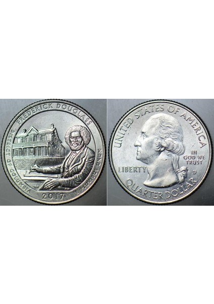 Amerika Çeyrek Dolar 2017 D Ulusal Parklar Serisi - Dıstrıct Of Colubıa - Frederıck Douglass. Çilaltı+ Kondisyon.