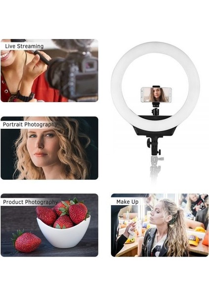 19" 48 cm Ring Light Profesyonel Youtuber Makyöz LED Işık ve Ayak fırsatları