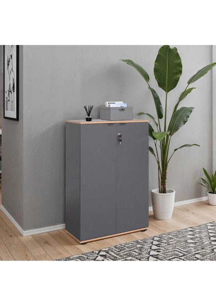 Rio 3 Raflı Kapaklı Kitaplık-Antrasit-Kontra 72X109X34 cm (Gxyxd) fiyatları